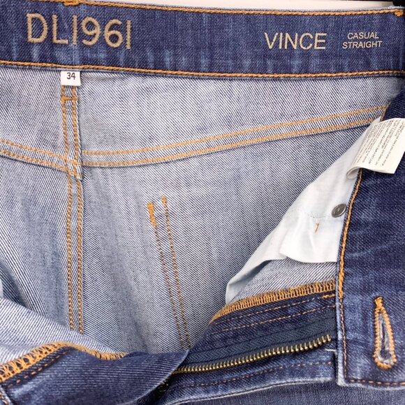 DL1961 Vince Casual Straight Dark Wash Blue Jeans Sz 34 - Picture 6 of 8